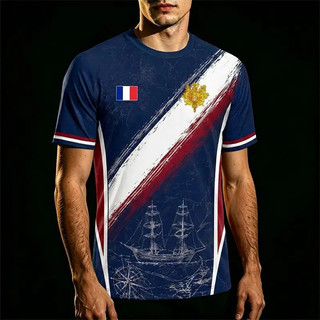 Pháp Cờ In Hình Áo nam Mùa Hè Nhanh Khô Bóng Đá Jersey Unisex Dạo Phố Thể Thao Ngắn Tay Tee Người Hâm Mộ