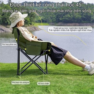 Ghế Camping Gấp Gọn có thể gập lại ngoài trời có thể điều chỉnh độ cao Ghế mặt trăng di động Tải trọng 300kg Câu cá