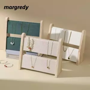 MARGREDY Hộp đựng đồ trang sức, Quầy đồ bằng gỗ Giá trưng bày đồ trang sức, Vòng cổ sắp xếp mặt dây chuyền Vòng tay Đạo cụ trưng bày Cửa hàng tại nhà