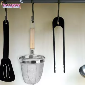 Phễu mì BORAGETE, Dụng cụ lọc giỏ đa chức năng bằng thép không gỉ, Tay cầm bằng gỗ dày bền bỉ Bánh bao lưới Giỏ tiện ích nhà bếp