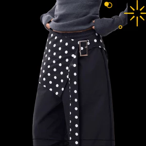 Váy Mini NICOLOO Chấm Bi, Váy Mini Nữ Chấm Bi, Băng Bất Đối Xứng Y2K Váy Chữ A Trang Trí Quần Jean