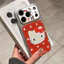 Ốp lưng iPhone Mạ họa tiết da Đỏ họa tiết Hello Kitty iPhone 17 16 15 14 13 12 11 Pro Max Plus Max