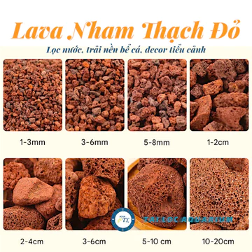 Vật liệu lọc nước: [Tổng hợp] Lava - Nham thạch đỏ (1kg) - trải nền bể cá, lọc nước bể cá