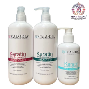 Gội xả và xả khô chăm sóc tóc Keratin Pro Calodia 500mlx2/250ml [ MK ]