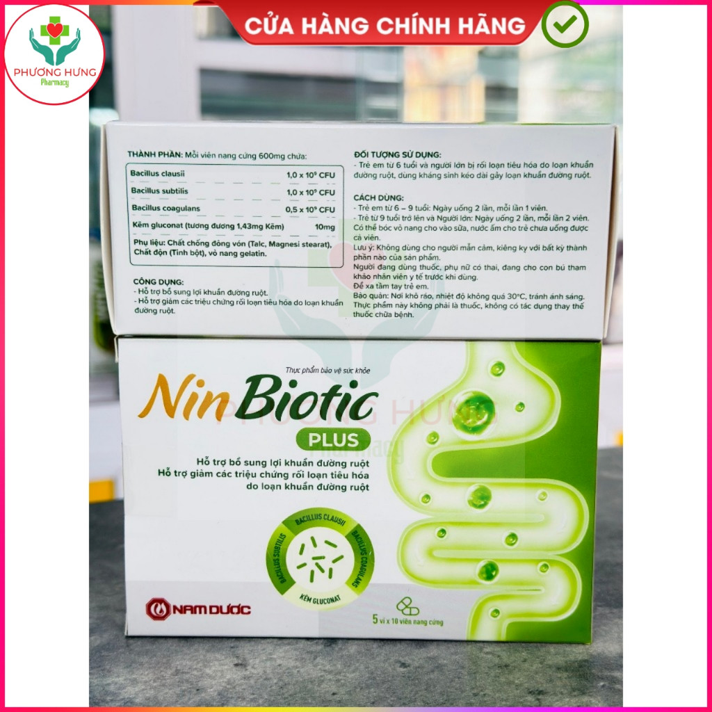 Men Vi Sinh Nin Biotic Plus Bổ Sung 3 Chủng Men Lợi Khuẩn, Cải Thiện Hệ Vi Sinh Đường Ruột- Hộp 50v
