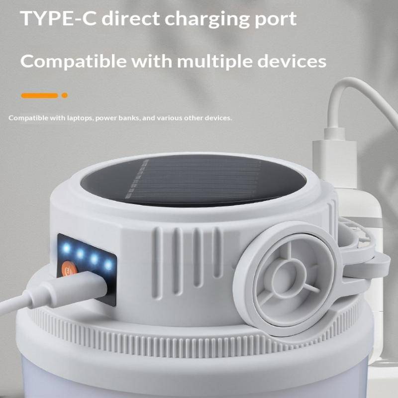 NS Siêu Sáng Năng Lượng Mặt Trời Cắm Trại Đèn LED Đèn Lồng USB Có Thể Sạc Lại Móc Có Thể Gập Lại Cho Đi Bộ Đường Dài Ngoài Trời Du Lịch Khẩn Cấp NS