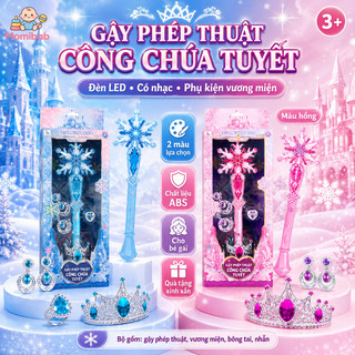 Gậy phép thuật công chúa tuyết – Đèn LED, có nhạc – Bộ gồm gậy, vương miện, bông tai, nhẫn – Quà tặng cho bé gái