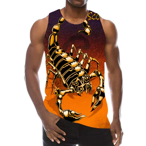 Scorpion 3D Tank Top Nam, Áo thun thể thao không tay mùa hè, Áo Vest động vật đi biển mới lạ thoáng khí