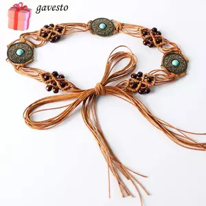 GAVESTO Bohemian Eo Trang Trí, Dệt Bohemia Đa Năng Dệt Thắt Lưng, Phụ Kiện Váy Dây Xích Eo Thông Thường