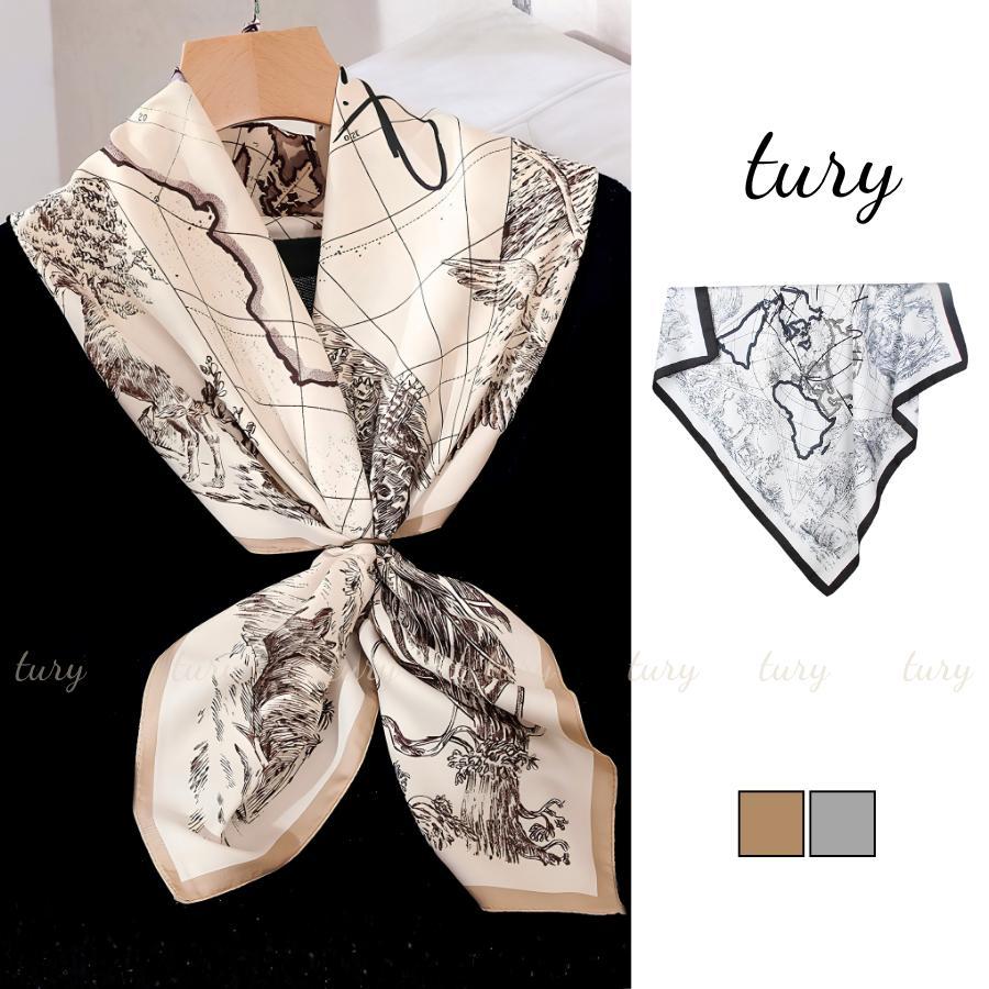 Khăn Lụa Unisex Nam Nữ - Tury - Khăn Lụa Vuông 90x90cm Họa Tiết Động Vật Hoang Dã - K9090