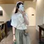 Lyocell Tencel Dệt kim ngắn tay Áo một vai xiên vai Lười dáng rộng vừa vặn mùa hè thon gọn hơn Áo đeo đơn