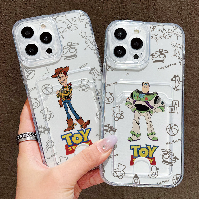 Ốp Điện Thoại Trong Suốt Có Giá Đỡ Thẻ Cho IPhone 6 6S SE 16E 2020 7 8 X XS Max XR 11 12 13 14 Plus 15 16 17 Pro Max 17 Búp Bê Cao Bồi Retro