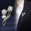 LUImo Hoa Hồng Sáng Bóng Thổ Cẩm Dành Cho Nữ Thanh Lịch Corsage Thời Trang Trâm Pin Đầm Ánh Sáng Sang Trọng Zircon Phụ Kiện Trang Sức Dự Tiệc Quà Tặng SBS