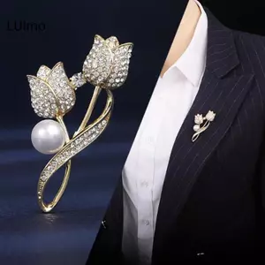 LUImo Hoa Hồng Sáng Bóng Thổ Cẩm Dành Cho Nữ Thanh Lịch Corsage Thời Trang Trâm Pin Đầm Ánh Sáng Sang Trọng Zircon Phụ Kiện Trang Sức Dự Tiệc Quà Tặng SBS