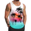 Áo thun không tay in hình cây cọ nhiệt đới 3D dành cho nam, áo thun thường ngày đi biển Hawaii mùa hè