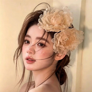 Siêu Bất Tử Pháp Retro Hoa Lụa Kẹp Tóc Cô Dâu Mũ