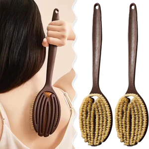 Bàn chải toàn thân khô & ướt lông mới, Dụng cụ tắm rửa tay cầm dài 36,5cm Dụng cụ tắm làm mịn da
