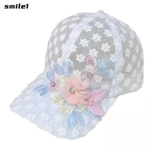 Mũ chống nắng đi xe đạp SMILE, Mũ bóng chày lưới ren hoa thêu rỗng, Mũ xe tải có thể điều chỉnh chống tia cực tím ngoài trời mùa hè