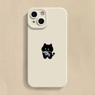 Trường Hợp Điện Thoại Đôi Mèo Đen Cá Xanh For iPhone 17 16 15 14 13 12 11 Pro Max X Xr Xs Max 7 8 Plus SE2020