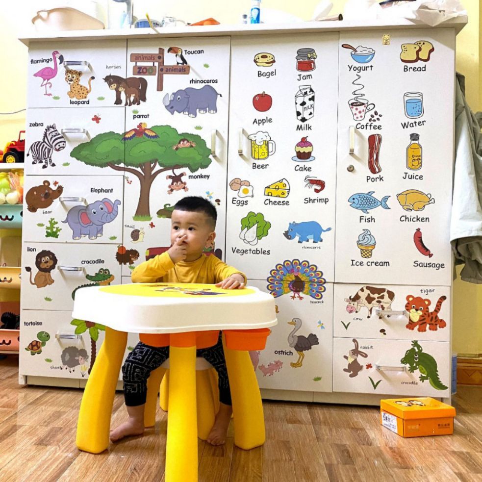 💥SẢN PHẨM SALE MỚI💥 Hình dán tường cho bé chủ đề động vật nông trại, có tiếng Việt và tiếng Anh, dễ dàng bóc dán.