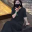 Vải Lanh Cotton Văn Học Phong Cách Trung Hoa Phong Cách Trung Hoa Công Nghiệp Nặng Thêu Cổ Chữ V Giữa Tay Đầm Tính Khí Retro Váy Nữ 5.26