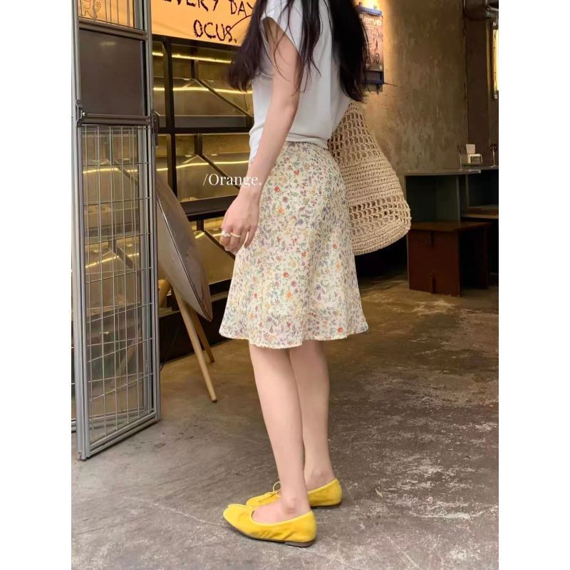 [Hàng mới về] Váy ngắn hoa giảm tuổi phong cách Hàn Quốc dành cho nữ Thiết kế mùa hè Thắt lưng co giãn thon gọn hơn Nhìn phù hợp
