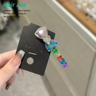 Tinh Tế Ngọt Ngào Cầu Vồng Pha Lê Nơ Kẹp Tóc Mỏ Vịt Phẳng Đầu Trước Gãy Tóc Bên Phụ Kiện Tóc