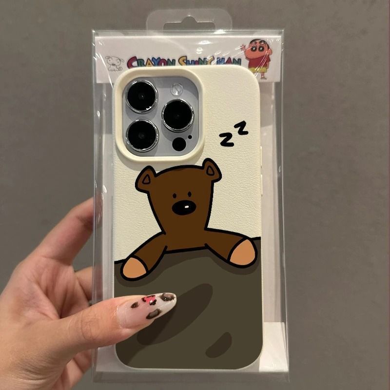 Gỗ Teddy Bear phù hợp với ốp điện thoại PROMAX 17, họa tiết lê, iPhone 16/15 mềm