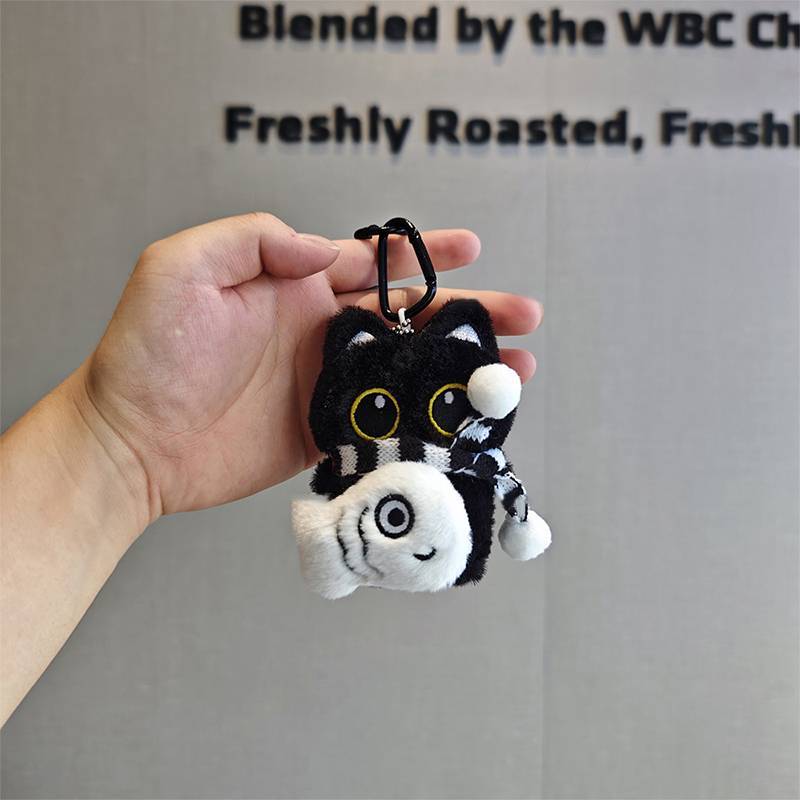 Eshylala Hoạt Hình Sang Trọng Mèo Trắng Đen Móc Khóa Túi Mặt Dây Chuyền Đồ Chơi Kawaii Dễ Thương Quà Tặng Cho Cặp Đôi [MỚI]