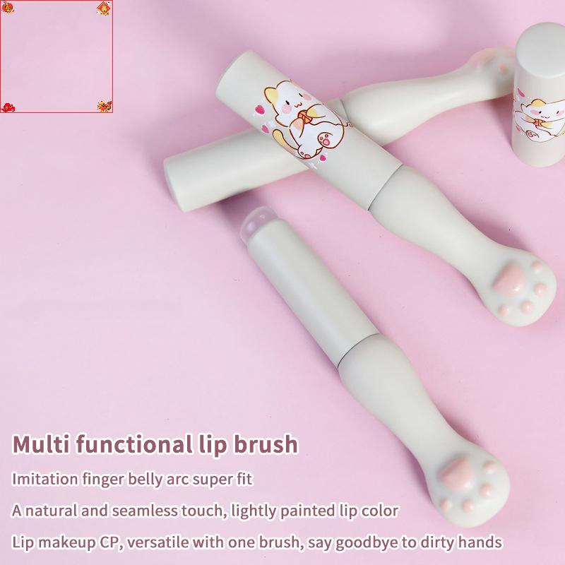 [Loveshoping1] Bàn chải trang điểm môi silicon có nắp, đầu vát, dùng che khuyết điểm, đầu cọ hình chân mèo