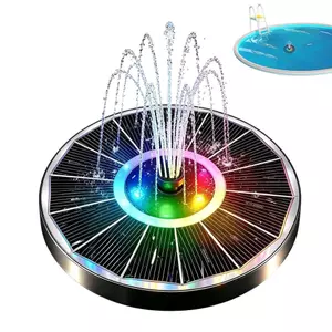 Đài phun nước chạy bằng năng lượng mặt trời Nổi 6 vòi phun Đèn đầy màu sắc tròn Đài phun nước tắm chim năng lượng mặt trời cho sân sau ngoài trời jiwvn
