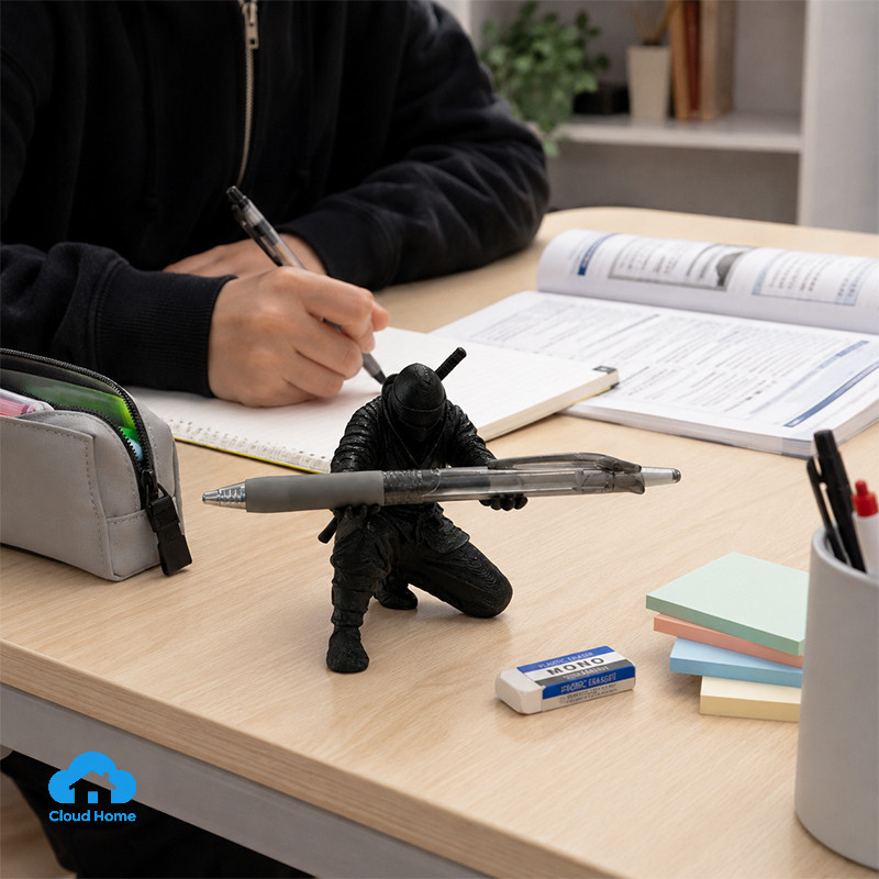🌤️COD🌤️Tượng Ninja 3D cầm bút – Giá đỡ bút trang trí bàn học/bàn làm việc