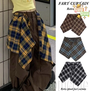 Rèm đánh rắm ca rô không đều - dành cho đồ dạo phố cay cho bé gái - Phong cách Hàn Quốc, Vintage, Y2K - Phụ kiện trang trí quần áo - Váy nửa lớp kẻ sọc / Giao hàng miễn phí