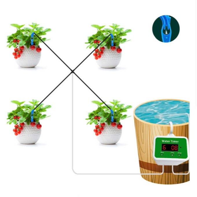 Máy tưới cây tự động hẹn giờ bơm Mini tích điện, bộ tưới nhỏ giọt tự động cho hoa, cây cảnh Ban công, Sân thượng
