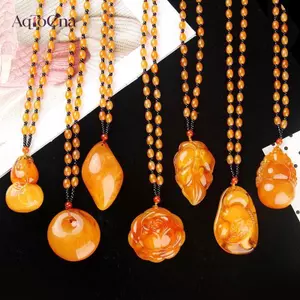 AqToCna Retro Hổ Phách Mặt Dây Chuyền Nelace Cho Nam Nữ Mặt Dây Chuyền Dài Áo Len Dây Chuyền Quà Tặng Ngày Của Mẹ AqToCna
