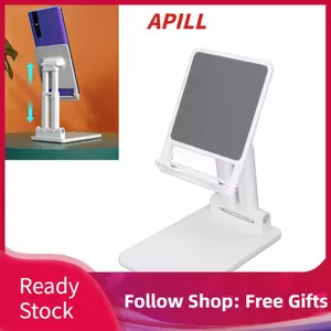 Apill Giá đỡ điện thoại để bàn Tấm lót chống trượt Nâng có thể gập lại Điều chỉnh góc Chân đế di động không thể lay chuyển để phát trực tiếp (Trắng)