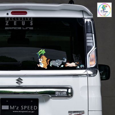 (1 SET 4 CON) Miếng dán xe Sticker chống nước hình mèo vui nhộn dán trang trí ô tô xe máy, cửa kính, bàn tủ tường đẹp