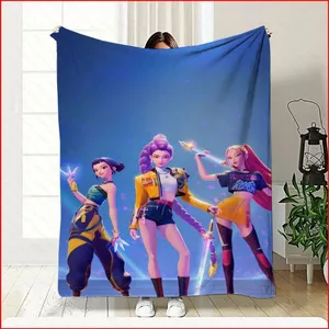 ST2 KPop Demon Hunters Pháp Len Chăn In Đa Năng Chăn Phòng Ngủ sofa Chăn TS2