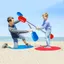 Que bơm hơi QEARY, có thảm Air Hammer Yard Game Sticks, Đồ chơi ngoài trời Màu xanh đỏ Trò chơi đấu sĩ PVC dễ thương Sticks Party Beach