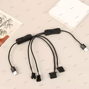 Cáp USB PYCOU, Bật Nguồn Điện Quạt 4 Pin, Có Công Tắc 40cm 1 Đến 2 Cáp Chuyển Đổi Công Tắc Nguồn