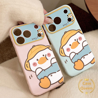 Ốp lưng tương thích cho iPhone 16 17 15 13 14 12 11 7 8 Pro Max XR X XS Air 8 7 16 Plus Phim hoạt hình Vịt mũ bong bóng hình trái tim
