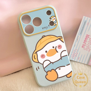 Ốp lưng tương thích cho iPhone 16 17 15 13 14 12 11 7 8 Pro Max XR X XS Air 8 7 16 Plus Phim hoạt hình Vịt mũ bong bóng hình trái tim