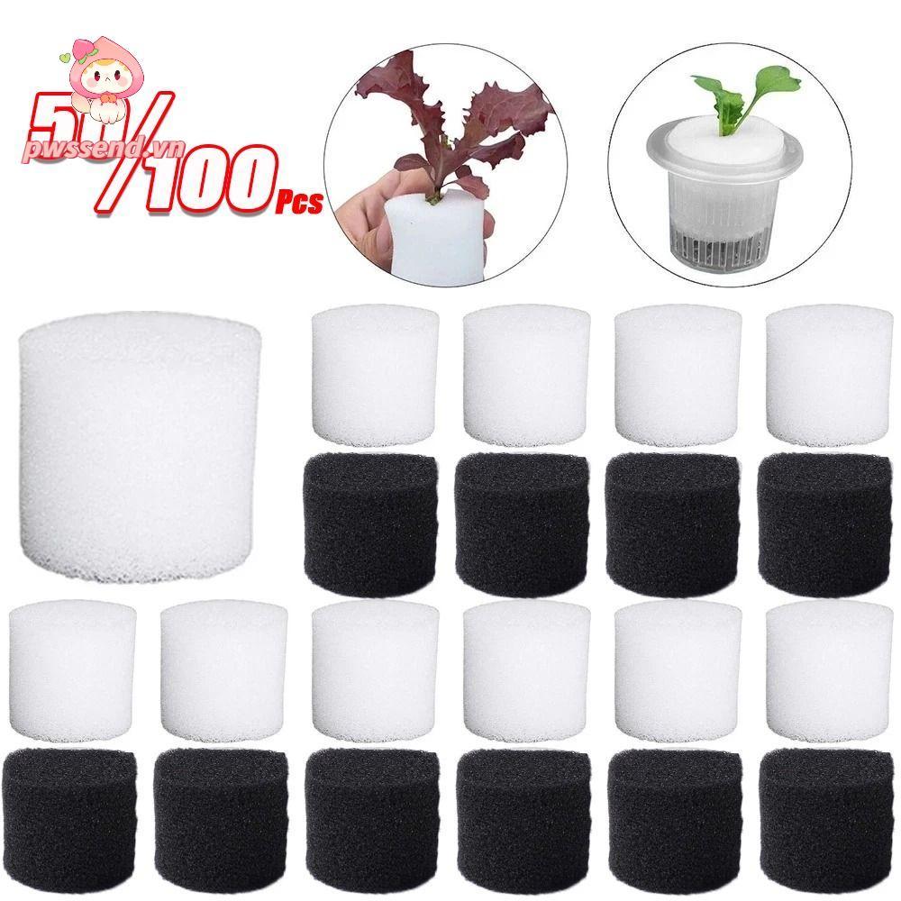 PWSSEND 50 / 100 Chiếc Miếng Bọt Biển Mầm Non, Miếng Bọt Biển Trồng Tròn Thủy Canh, Dụng Cụ Làm Vườn Bọt Biển Hạt Giống Thủy Canh Không Đất