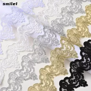 SMILE 10 Hạt Ren Ruffle Trim, 9cm Chiều Rộng Trắng Đen Vàng Hoa Ren Viền, Trang Trí May Trang Trí Nối Vải Ren Ruffle Váy Viền Và Ren