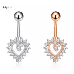JULYHOT Thép Không Gỉ Hoa Bướm Bụng Nút Nhẫn Dành Cho Nữ Pha Lê Zircon Trái Tim Rốn Xuyên Trang Trí Gợi Cảm Cơ Thể Trang Sức Massivedeals