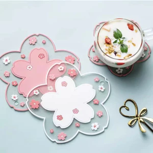 Cherry Blossom Coaster Chống Trơn Trượt Cách Nhiệt Thảm Nhà Hàng Cao Su Mềm Placemat Nồi Thảm Coaster Hộ Gia Đình Chống bỏng