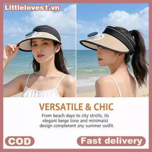Littleloves1 Tấm che nắng Quạt làm mát Mũ câu cá Mũ chống tia cực tím có thể điều chỉnh thoáng khí để chạy bộ Golf và đi bộ đường dài VN