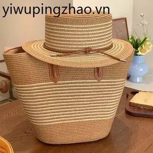 Túi Dệt Tay Dung Tích Lớn Ống Hút Túi Xách Nữ Che Nắng Chống Nắng Mũ Rơm Casual All-Ma