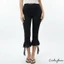 Quần Capri nữ Sheer Lưới chắp vá loe viền lưng thun Quần crop thon gọn