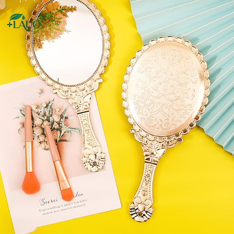 Springevenstar Vàng Hoa Hồng Di Động Vintage Gương Trang Điểm Cầm Tay Hình Bầu Dục Gương Tròn Quý Phái Phục Hồi Cổ Cách Tòa Gương Dụng Cụ Làm Đẹp Springevenstar